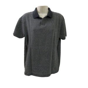Dockers EXACT Golf Polo Shirt Sz Small Black & White Ribbed Striped 100% Cotton